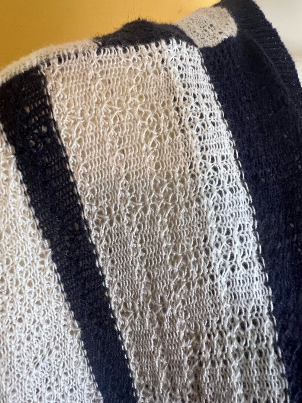 Ann Taylor Striped Open-Knit Kimono Sweater in Navy, Cream, Tan One Size NWT - Picture 9 of 13